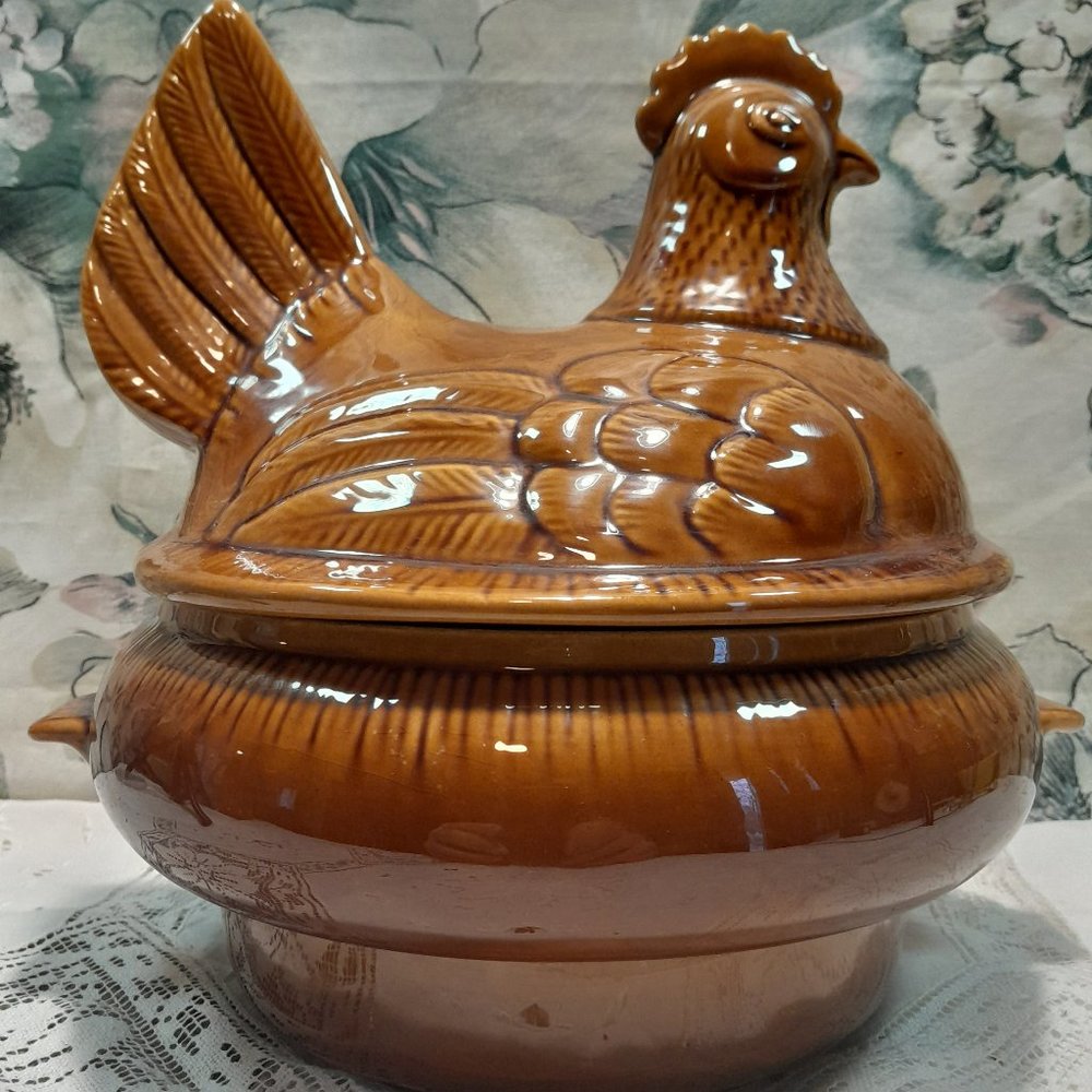Vintage California Pottery C-40 Ceramic Chicken Soup Tureen 🐔🍲